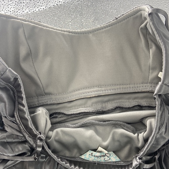 Silver grey pleated party dress pleated spaghetti strap sparkle detail - Picture 10 of 15